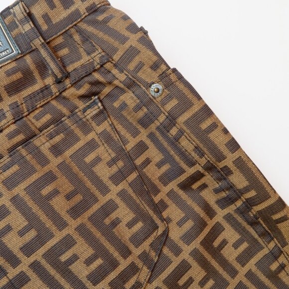 Authentic Preowned Vintage Fendi Brown Zucca Print Straight Leg Pants - S - Picture 8 of 9
